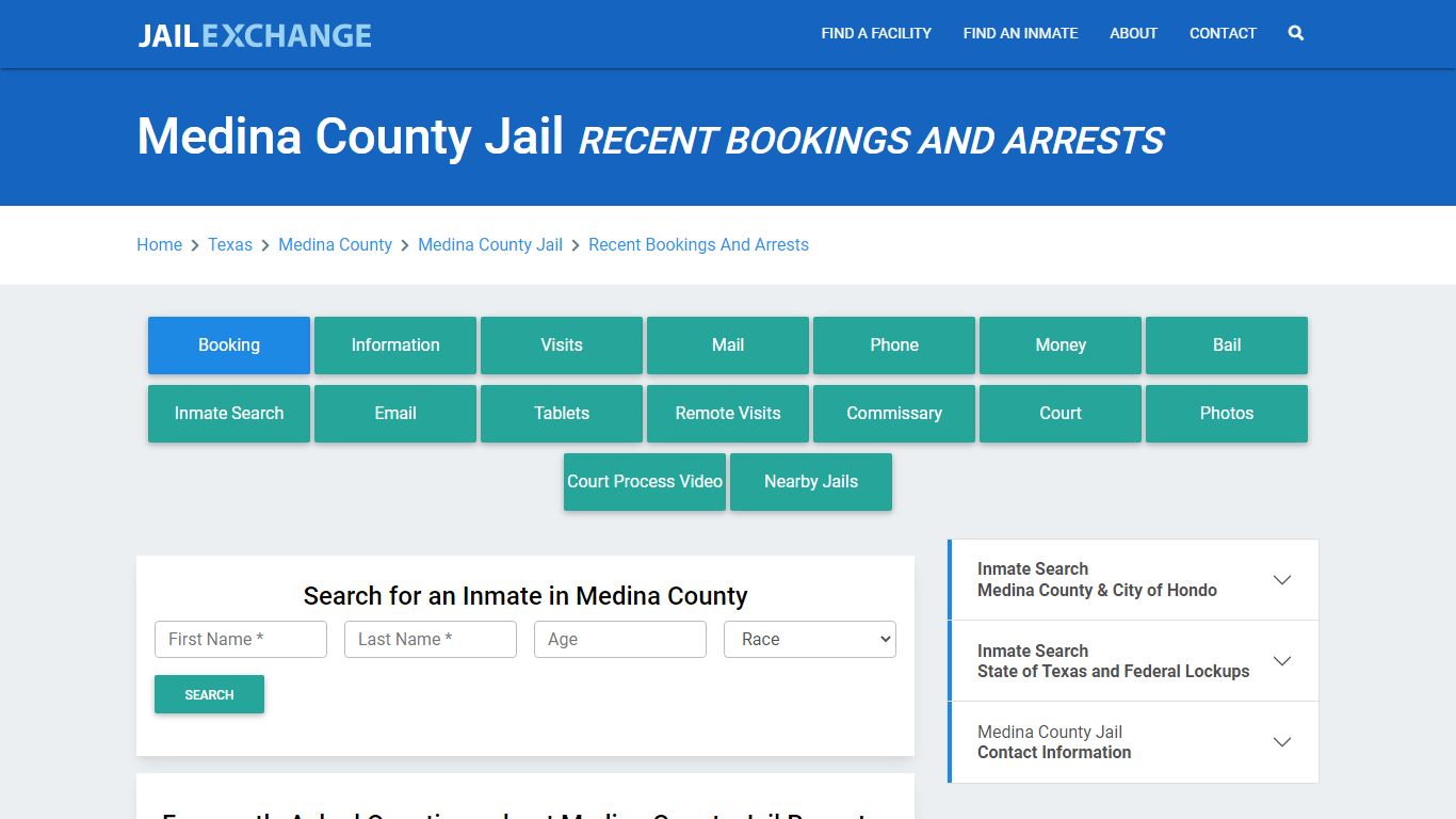 Medina County Jail TX Recent Arrests and Bookings - Jail Exchange