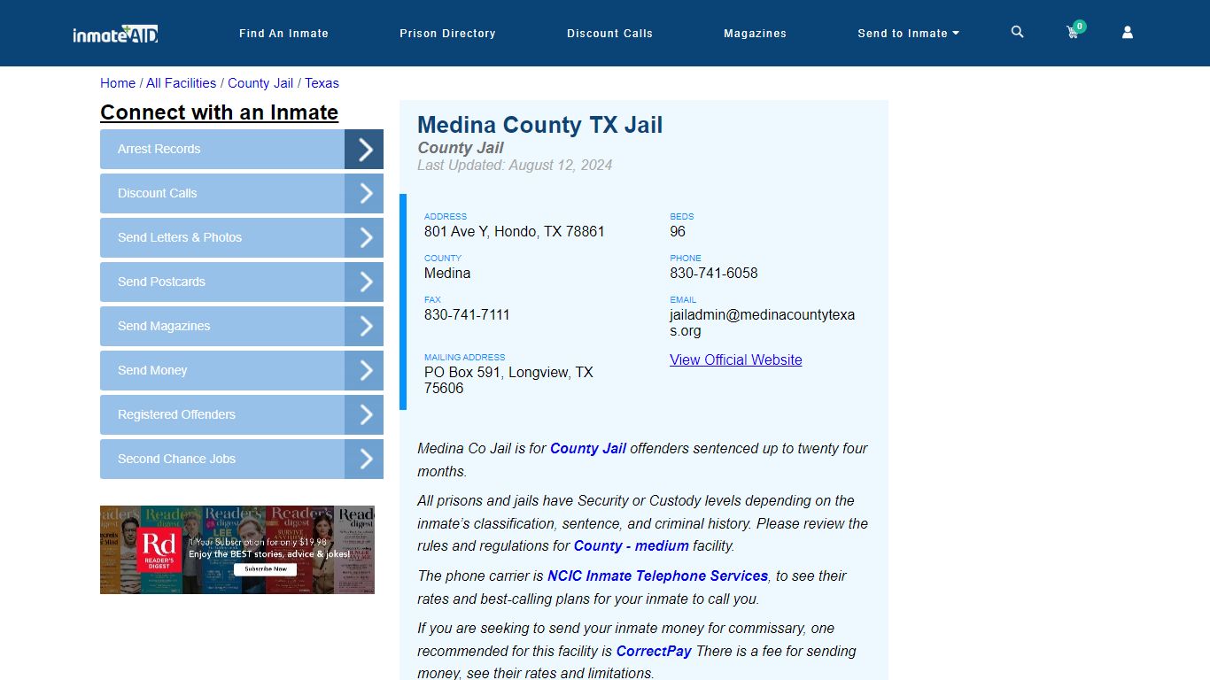 Medina County TX Jail - Inmate Locator